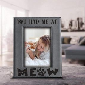 img 3 attached to BELLA BUSTA - Meow-Inspired Cat Frame: Engraved Leather Picture Frame for Pets (4 x 6 Vertical)