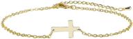 👼 dainty sideways cross bracelets - necocy 14k gold/silver plated, tiny handmade cross pendant, adjustable link chain bracelets for women logo