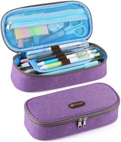 img 4 attached to 🖍️ Purple Oxford Pencil Case for School and Desk Supplies Organization - TTVALLEY Stationery Box