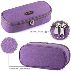 img 1 attached to 🖍️ Purple Oxford Pencil Case for School and Desk Supplies Organization - TTVALLEY Stationery Box