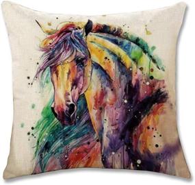 img 2 attached to 🐴 ULOVE LOVE YOURSELF 2-Pack Watercolor Horse Throw Pillow Covers: Stylish Sofa Home Decorative Cushion Cover - 18”×18” (Horse)