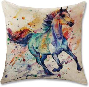 img 3 attached to 🐴 ULOVE LOVE YOURSELF 2-Pack Watercolor Horse Throw Pillow Covers: Stylish Sofa Home Decorative Cushion Cover - 18”×18” (Horse)