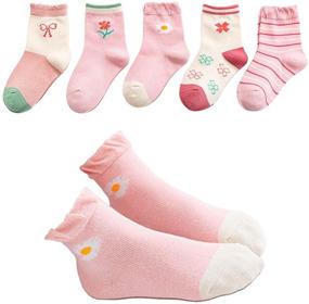img 4 attached to 🧦 Children's Cotton Crew Socks for Kids 1-12 Years Boys & Girls | Toddler Socks 12-24 Months