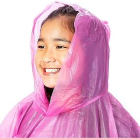 img 1 attached to 🌧️ Juvale 10-Pack Kids Disposable Emergency Rain Ponchos: Pink and Blue with Hood, 40.5 x 37 Inches