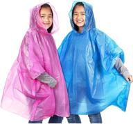 🌧️ juvale 10-pack kids disposable emergency rain ponchos: pink and blue with hood, 40.5 x 37 inches logo