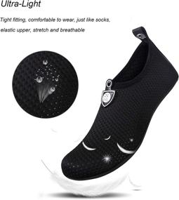 img 2 attached to 👣 New Translucent Color Soles Water Shoes for Womens Mens - Barefoot Quick-Dry Aqua Socks for Beach Swim Surf Yoga Exercise (Dots-Black, 42/43)