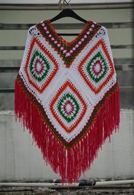 img 2 attached to Tinacrochetstudio Crochet Fringed Poncho Sweater Women's Accessories for Scarves & Wraps