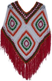 img 4 attached to Tinacrochetstudio Crochet Fringed Poncho Sweater Women's Accessories for Scarves & Wraps
