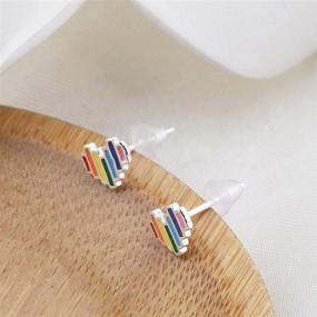 img 3 attached to Bobauna Rainbow Heart Stud Earrings – Delicate LGBT Pride Accessories Gift for Gay & Lesbian Pride