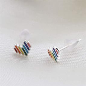 img 2 attached to Bobauna Rainbow Heart Stud Earrings – Delicate LGBT Pride Accessories Gift for Gay & Lesbian Pride