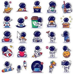 img 2 attached to 50 Pcs Cute Cartoon NASA Space Explorer Astronaut Stickers Decals for Teens: Waterproof Vinyl Pack for Laptops, Water Bottles, Bikes, and More!