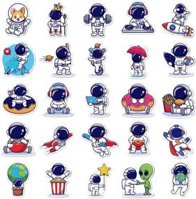 img 3 attached to 50 Pcs Cute Cartoon NASA Space Explorer Astronaut Stickers Decals for Teens: Waterproof Vinyl Pack for Laptops, Water Bottles, Bikes, and More!