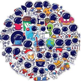 img 4 attached to 50 Pcs Cute Cartoon NASA Space Explorer Astronaut Stickers Decals for Teens: Waterproof Vinyl Pack for Laptops, Water Bottles, Bikes, and More!