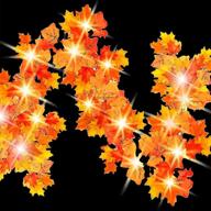 🍁 vibrant fall maple leaf lights: 11.5 ft battery-operated led decorations for thanksgiving & holiday ambiance, perfect for indoor & outdoor home décor, garland wreaths, and parties логотип