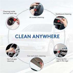 img 3 attached to 🚗 Complete Car Detailing Brush Kit: 10 Pcs Set for Cleaning Wheels, Air Vents, Dashboards - Includes Long Handle Rim Brush, Wire Brush, Microfiber Mitt