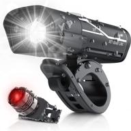 🚴 [2021 update] usb rechargeable super bike headlight and back light set, 10+ hours runtime, 600 lumens bright front lights and tail rear led, 5 light mode options, fits all bicycles (road/mountain) logo