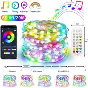 img 3 attached to 🌈 HOUHUI Fairy String Lights: 65.6ft Rainbow Lights for Bedroom, App Control, Waterproof, Music Sync - Perfect Indoor & Outdoor Christmas Lights!