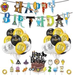 img 4 attached to 🧙 Enchanting Wizard Party Supplies: CHEN'SPTY Happy Birthday Banner, Balloons, Cake Flag & More!"