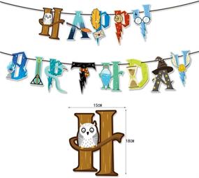 img 3 attached to 🧙 Enchanting Wizard Party Supplies: CHEN'SPTY Happy Birthday Banner, Balloons, Cake Flag & More!"