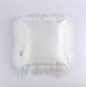 img 3 attached to KumiQ Genuine Mongolian Lamb Fur Curly Wool Pillow Cushion - Home Décor Sheepskin Throw Pillow with Insert Included (White, 18x18 Inch)