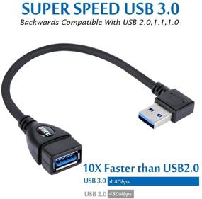 img 2 attached to 🔌 UCEC Short SuperSpeed USB 3.0 Extension Cable - Pack of 2: Male to Female - Left & Right Angle Design