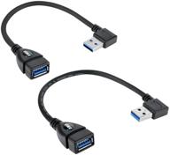 🔌 ucec short superspeed usb 3.0 extension cable - pack of 2: male to female - left & right angle design logo