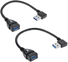 img 4 attached to 🔌 UCEC Short SuperSpeed USB 3.0 Extension Cable - Pack of 2: Male to Female - Left & Right Angle Design