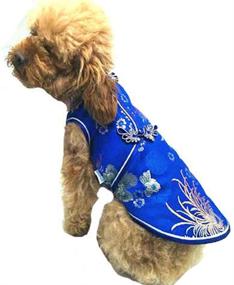 img 1 attached to 🐾 Chinese Style Tang Suit Dog Cheongsam Pet Costume - Satin Clothes for Dogs, Puppy Cats - Pet Skirt Dress, Dog Vest Tshirt