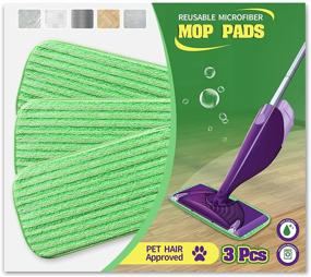 img 4 attached to 🧹 Gazeer 3 Pack Microfiber Mop Pads - Reusable & Washable for Swiffer WetJet | Ideal for Hardwood, Tile, and Parquet Floors