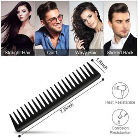 img 3 attached to 🔥 Carbon Fiber Rat Tail Comb Set - 4 Piece Styling Comb Kit with Fine Cutting Comb, Wide Tooth Detangling Comb, Stainless Steel Pintail Comb - Anti Static, Heat Resistant Barber Comb