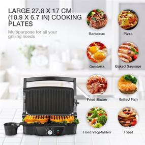 img 3 attached to 🥪 iSiLER 4 Slice Panini Press Grill | Non-Stick Coated Plates | 180 Degree Opening | Sandwich Maker & Panini Press