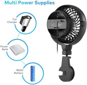 img 2 attached to 🚗 Blue Battery Operated USB Car Fan with Aroma Function - 4 Speed, 360° Rotatable, Quiet Operation - Ideal for Car, Rear Seat Passengers, Dogs, Kids