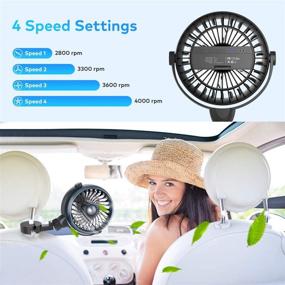 img 3 attached to 🚗 Blue Battery Operated USB Car Fan with Aroma Function - 4 Speed, 360° Rotatable, Quiet Operation - Ideal for Car, Rear Seat Passengers, Dogs, Kids