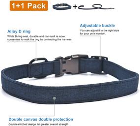 img 2 attached to 🐾 Dark Blue S Soft Canvas Dog Collar with Leash - Lightweight, Double-Layer Sewing, Adjustable Puppy Collars - Engraved Pet Collar with Semi-Metal Buckle for Small Medium Large Dogs