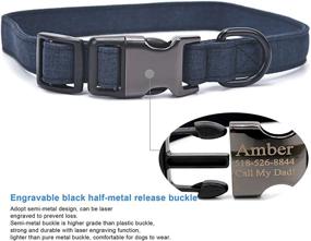 img 3 attached to 🐾 Dark Blue S Soft Canvas Dog Collar with Leash - Lightweight, Double-Layer Sewing, Adjustable Puppy Collars - Engraved Pet Collar with Semi-Metal Buckle for Small Medium Large Dogs