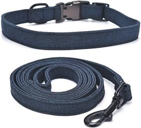 img 4 attached to 🐾 Dark Blue S Soft Canvas Dog Collar with Leash - Lightweight, Double-Layer Sewing, Adjustable Puppy Collars - Engraved Pet Collar with Semi-Metal Buckle for Small Medium Large Dogs