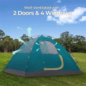 img 2 attached to DEERFAMY 3-4 Person Easy Camping Tent: Waterproof, Windproof, Double Layer, Removable, Automatic Setup - Quick Instant Tent for Outdoor Backyard, Perfect for Adults and Novice Campers