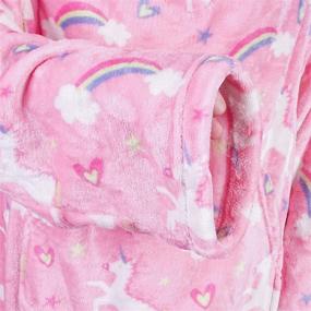 img 1 attached to 🦄 Wearable Fleece Blanket with Sleeves & Foot Pocket for Kids Boys Girls Children, Lightweight Soft Blanket with Sleeves and Hook & Loop 55" x 48" Pink Unicorn: Stay Cozy and Free Hands!