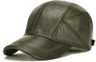 the ultimate men's cowhide winter hat: real leather baseball cap with adjustable ear protection for outdoor warmth logo