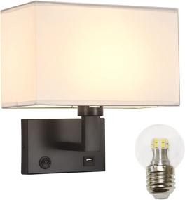 img 4 attached to 💡 Modern Black Wall Sconces: Hardwired Wall Mounted Lamp with Switch and USB Port - Ideal for Bedroom, Reading Room, and Hotel Use