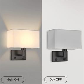 img 3 attached to 💡 Modern Black Wall Sconces: Hardwired Wall Mounted Lamp with Switch and USB Port - Ideal for Bedroom, Reading Room, and Hotel Use