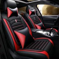 cciyu custom car seat cover for sedan or suv 5-seat car seat cushion cover full set pu leather luxury set (black/red) logo