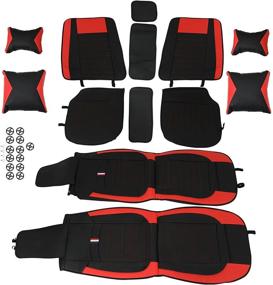 img 1 attached to Cciyu Custom Car Seat Cover For Sedan Or SUV 5-Seat Car Seat Cushion Cover Full Set PU Leather Luxury Set (Black/Red)