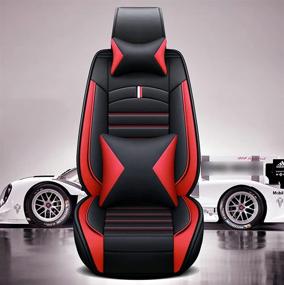 img 3 attached to Cciyu Custom Car Seat Cover For Sedan Or SUV 5-Seat Car Seat Cushion Cover Full Set PU Leather Luxury Set (Black/Red)