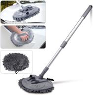 🧽 vozada 2-in-1 chenille microfiber car wash mop mitt with 33" long handle of aluminum alloy - scratch-free cleaning tool for car, truck, rv (gray) logo