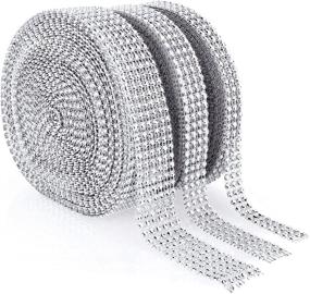 img 4 attached to Sparkling Silver Acrylic Rhinestone Diamond Ribbon - 10 Yard (3 Rolls), available in 3/4/6 Rows