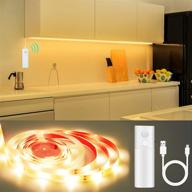 🔦 lacasa motion sensor under cabinet lights - 6.56ft led strip lights in warm white with push on/off option - strong adhesive, peel and stick - ideal for kitchen, under counter lights, wardrobe - usb rechargeable battery логотип