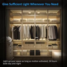 img 2 attached to 🔦 Lacasa Motion Sensor Under Cabinet Lights - 6.56ft LED Strip Lights in Warm White with Push On/Off Option - Strong Adhesive, Peel and Stick - Ideal for Kitchen, Under Counter Lights, Wardrobe - USB Rechargeable Battery