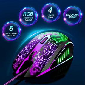img 3 attached to BENGOO RGB Backlit Gaming Mouse Wired with 4 Adjustable DPI, 6 Programmable Buttons – Ergonomic Gamer Laptop PC Mouse for Windows, Linux, Vista, XP – Black