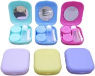 👁️ kuanfine 6 pack contact lens case kit - cute travel contact case with mirror, storage container, tweezers, and applicator - all in one soak solution logo